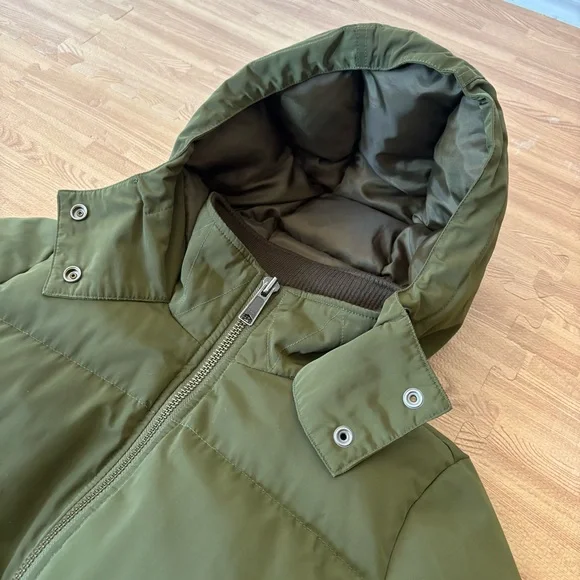 Madewell Olive Green Hooded Puffer Jacket Women’s XXS Winter Coat - Picture 3 of 16